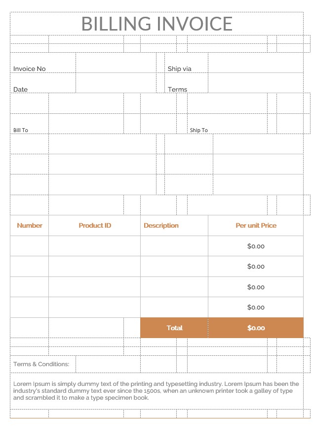 Editable Billing Invoice Template PSD template